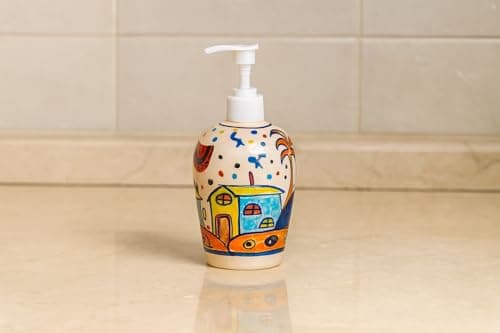 Sunspot Cottage Ceramic Liquid soap Dispenser 500ml Handmade Hand wash Bottle for Bathroom Kitchen Sink wash Basin Shampoo Lotion Dispenser Ideal for Decor Daily use & Gift. - 4