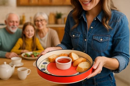 Hand Painted Multi Coloured Ceramic Serving Tray/Sizzler Tray Microwave Safe9.5 inch (Set of 1) - 3