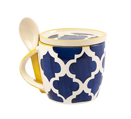 Blue Umrao Cup & Coaster Set of 1 (330 ML Each) Microwave Safe Coffee Mugs Ceramic Milk Mug Ceramic Tea Mug Set Handmade Cup Best for Gift. - 2