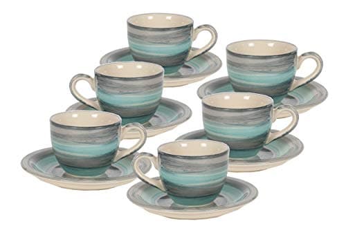 Aqua Mist Ceramic Cup and Saucer Set of 12(130ml) Tea Coffee Cups for Morning & Evening Tea Handmade chai Sets Kitchen Tableware Ideal for Daily use Home & Office and Gifting. - 2