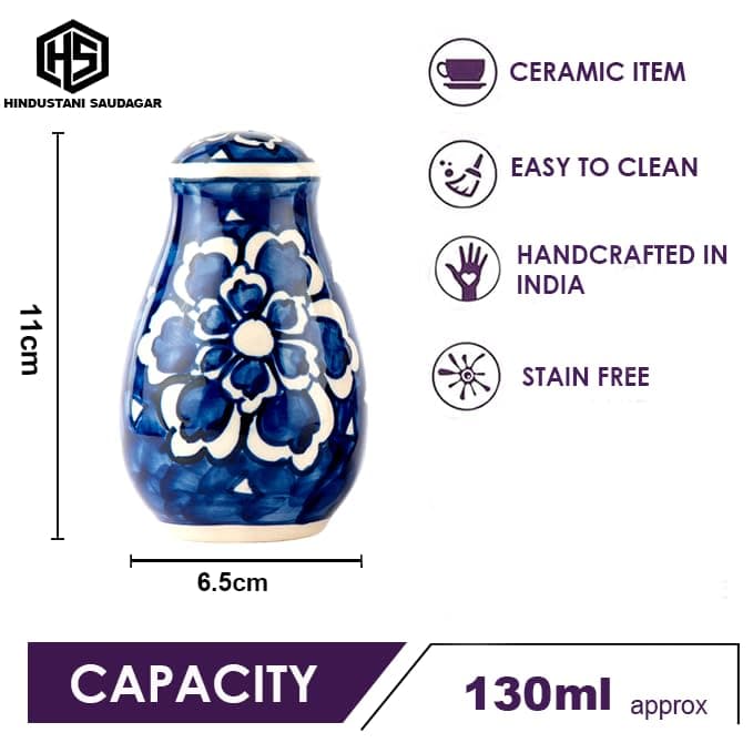 Royal Flora Salt and Pepper Ceramic Salt Shaker dispensers Set of 2(130ml Each) Spice Container & Sprinkler for Dinning Table Kitchen Ideal for Home Daily use and Gifting. - 4