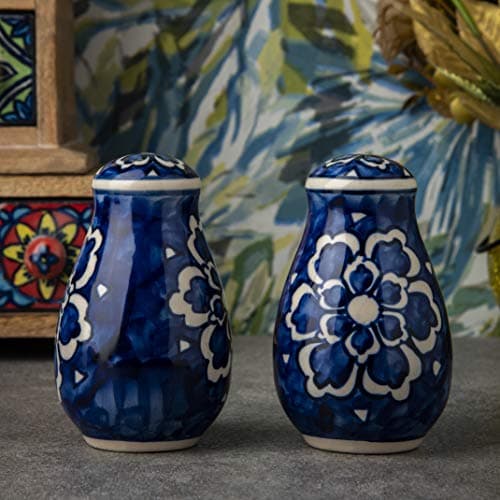 Royal Flora Salt and Pepper Ceramic Salt Shaker dispensers Set of 2(130ml Each) Spice Container & Sprinkler for Dinning Table Kitchen Ideal for Home Daily use and Gifting. - 2