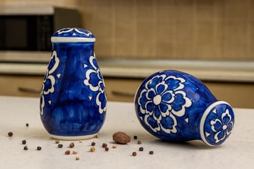 Royal Flora Salt and Pepper Ceramic Salt Shaker dispensers Set of 2(130ml Each) Spice Container & Sprinkler for Dinning Table Kitchen Ideal for Home Daily use and Gifting.