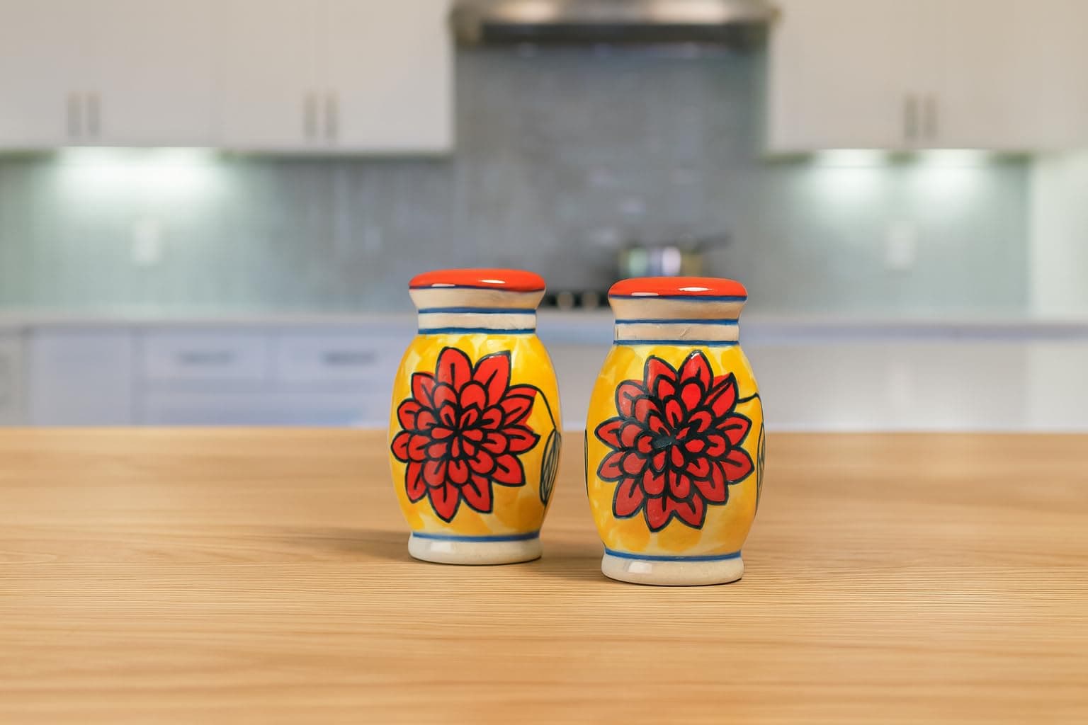 Phoolkari Spice Salt and Pepper Ceramic Salt Shaker dispensers Set of 2(50ml Each) Spice Container & Sprinkler for Dinning Table Kitchen Ideal for Home Daily use and Gifting.