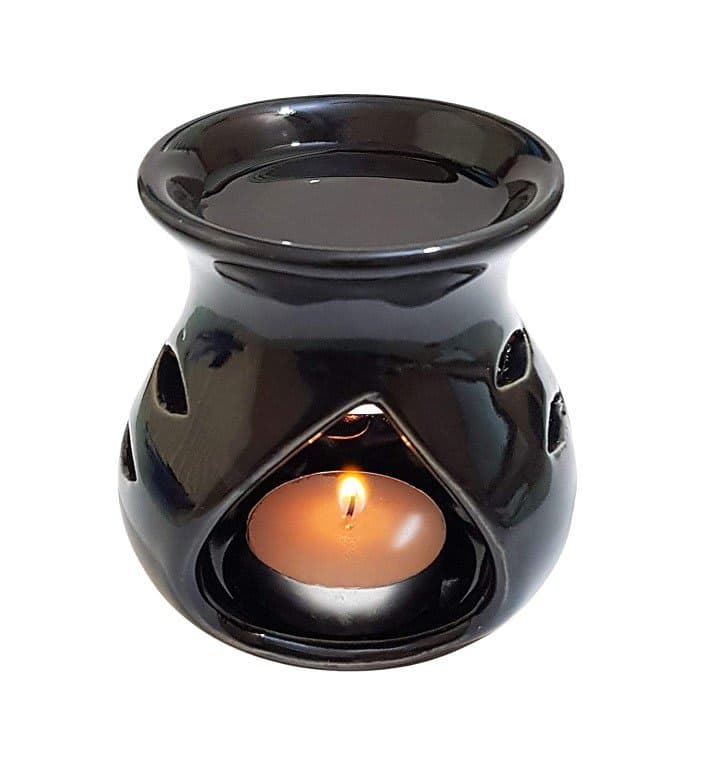 HS Hindustani Saudagar Ceramic Clay Candle Operated Aroma Burner (Black; 9 Cm)