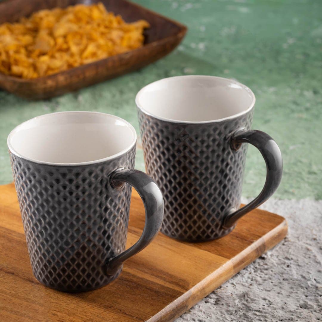 HINDUSTANI SAUDAGAR Midnight Mosaic Coffee Mug Set of 2 (275 ML Each) Microwave Safe Coffee Mugs Ceramic Milk Mug Ceramic Tea Mug Set Handmade Cup Best for Gift.