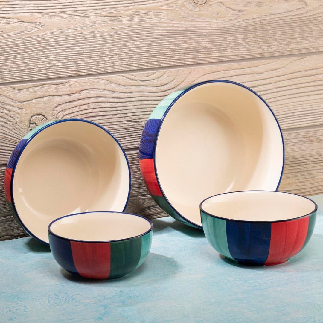 HS HINDUSTANI SAUDAGAR ceramic Contemporary Bowl - 1000 ML , 750 ML , 500 ML and 350 ML, Set of 4, Multi