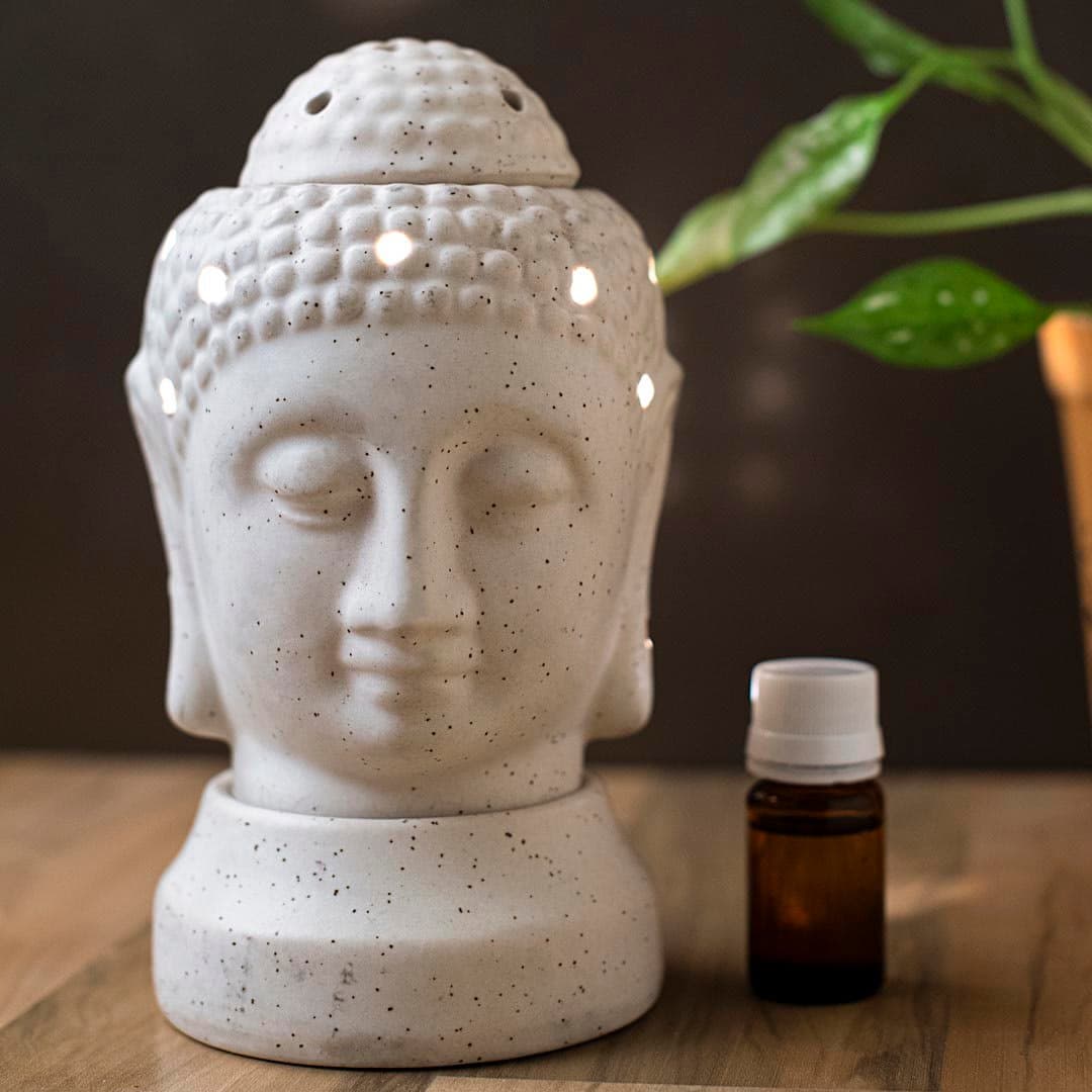 HS Hindustani Saudagar Budha Shape White Mat Electric Aroma Oil Burner & Tea Light Lamp