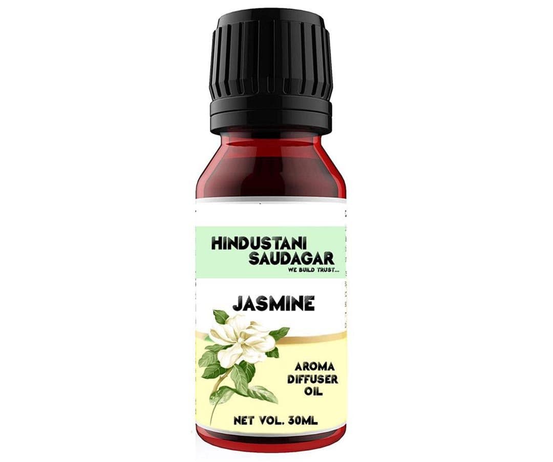 HS Hindustani Saudagar Glass Bottle Aroma Vaporizer Oil Blend of Natural Ingredients Jasmine and Lemon Grass with Dropper Bottle 30 Ml Each (Pack of 1) (Jasmine)