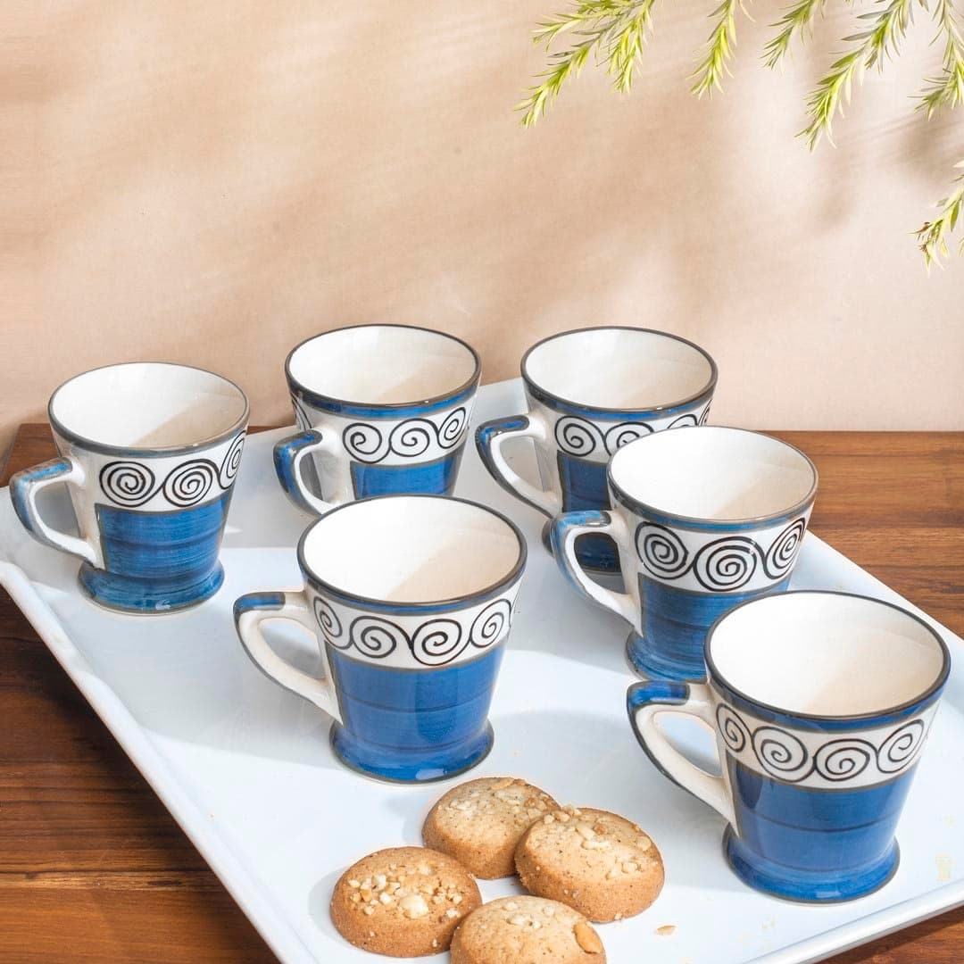 HS HINDUSTANI SAUDAGAR Ceramic Tea Cup/Coffee Mug - 6 Pieces, Multicolour, 160 ml
