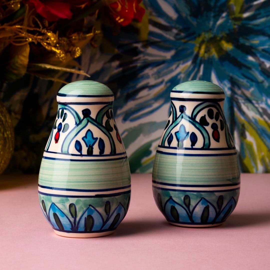 HS HINDUSTANI SAUDAGAR Hand Painted Large Size Multi Coloured Salt and Pepper Dispenser for Kitchen, Dinning Table