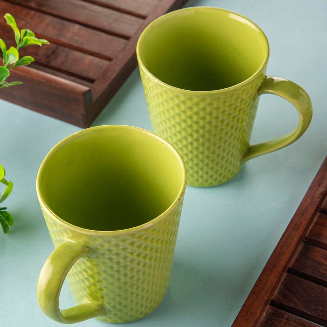 HINDUSTANI SAUDAGAR Botanical Bliss Coffee Mug Set of 2 (275 ML Each) Microwave Safe Coffee Mugs Ceramic Milk Mug Ceramic Tea Mug Set Handmade Cup Best for Gift.