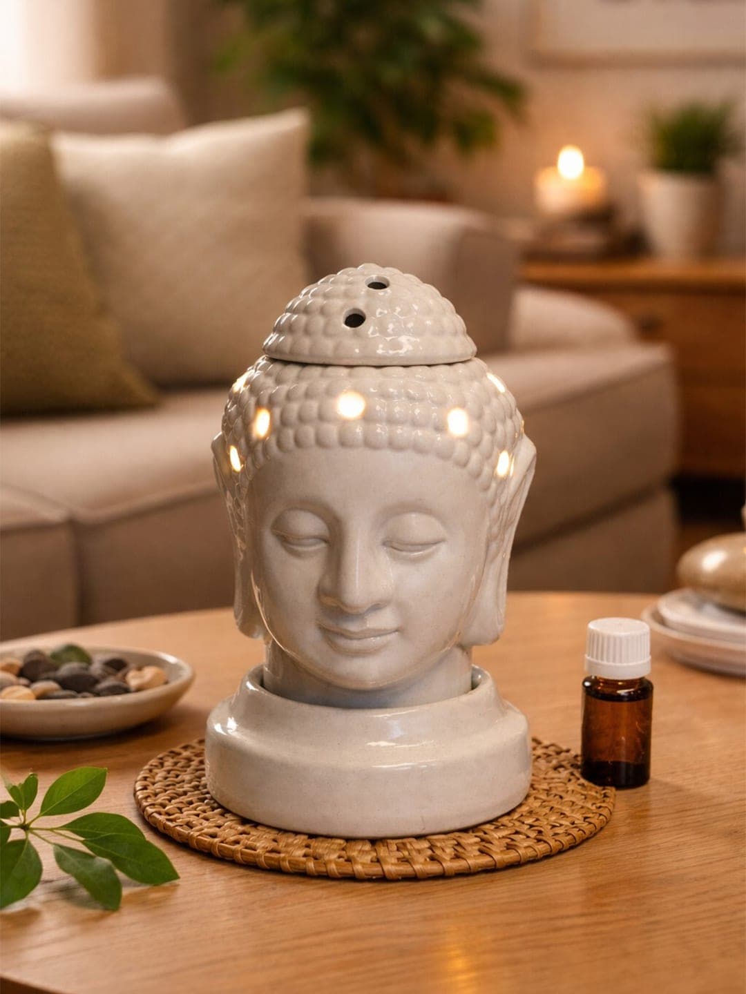 Hindustani Saudagar Electric Oil Burner/Aroma BUDDHA Diffuser Black Colour - Choice of 4 Fragrances (Lemon Grass : Citronella : Muskoil : Jasmine)