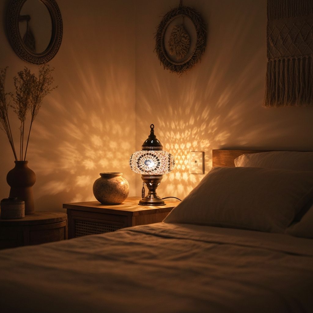 Mosaic lamp glowing
